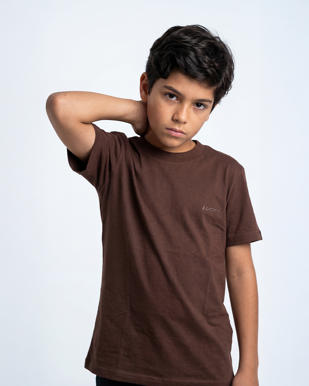 T-SHIRT LUCKY BASIC NAME MARROM