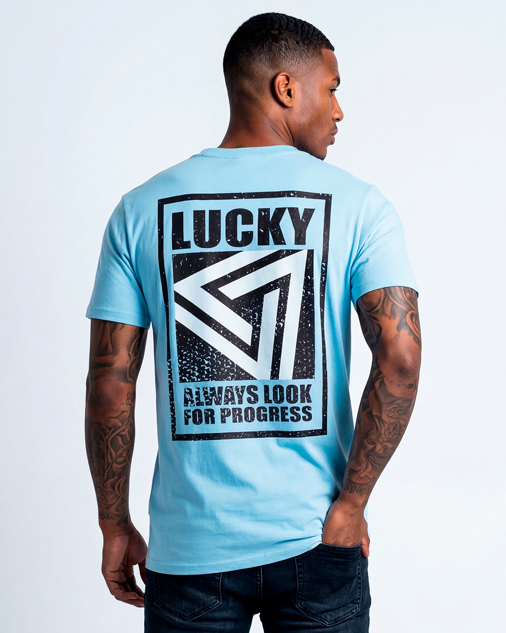 T-SHIRT LUCKY ALWAYS LOOK AZUL