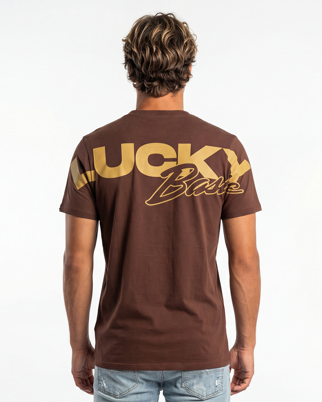 T-SHIRT REGULAR LUCKY NAME BIG BASIC MARROM