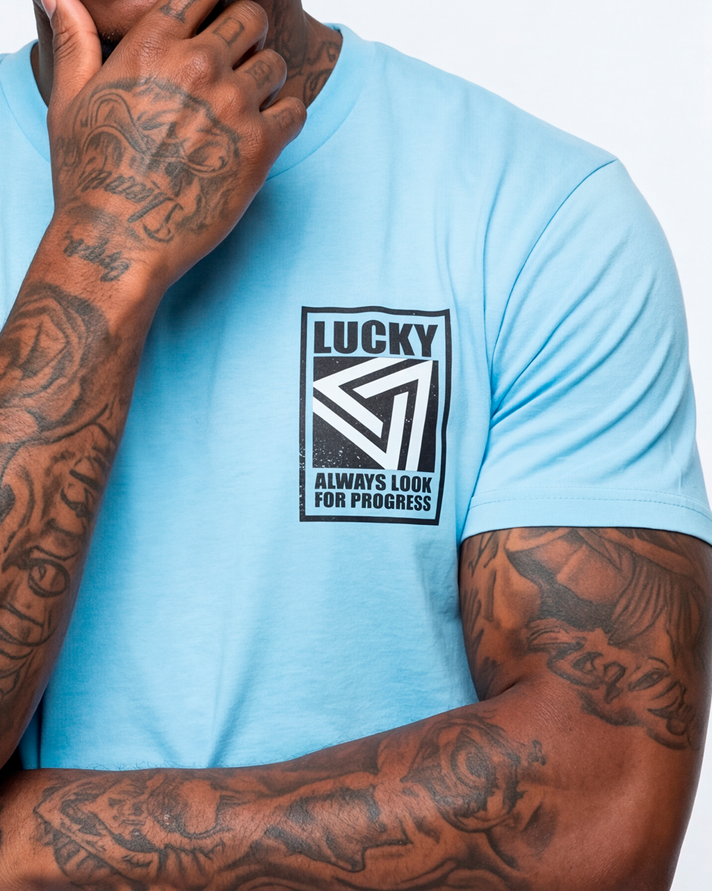 T-SHIRT LUCKY ALWAYS LOOK AZUL