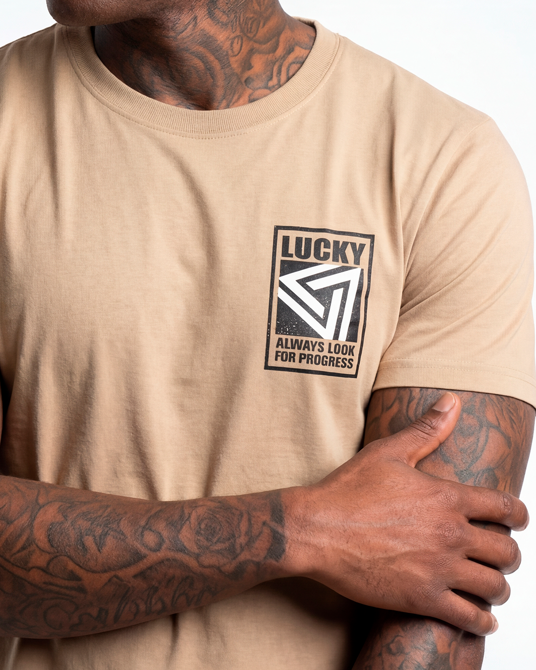 T-SHIRT LUCKY ALWAYS LOOK BEGE