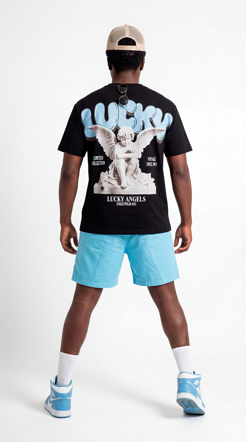 T-SHIRT REGULAR LUCKYANGELS STREET085 BLACK