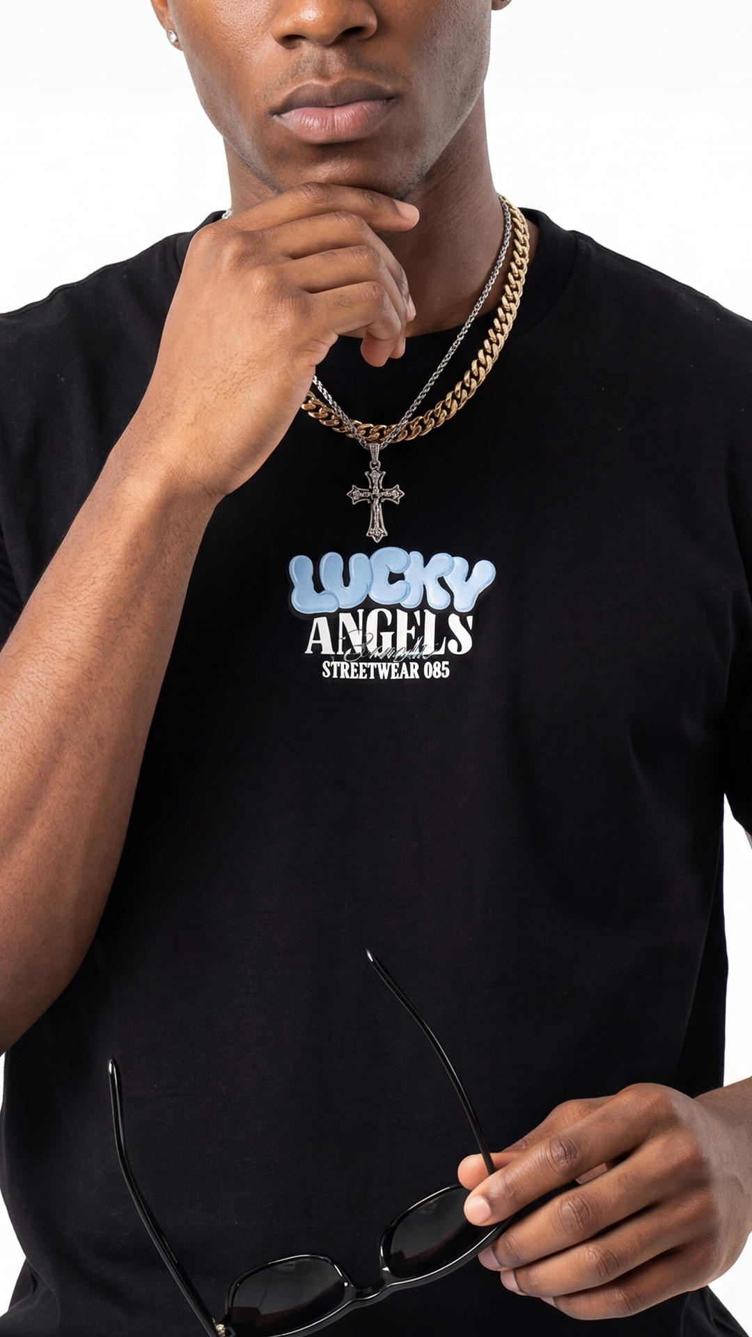 T-SHIRT REGULAR LUCKYANGELS STREET085 BLACK