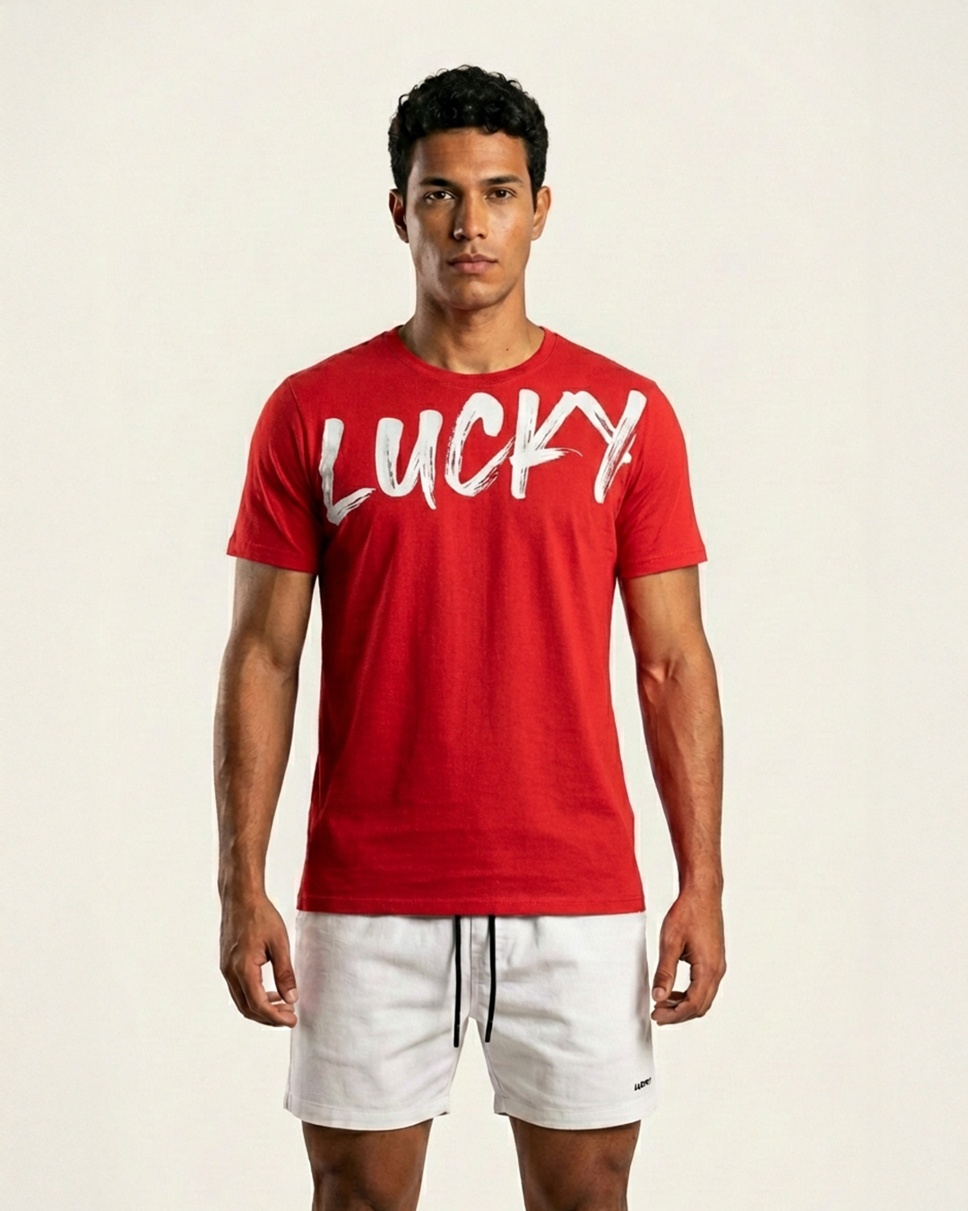 T-SHIRT LUCKY LETTRING VERMELHO (G)