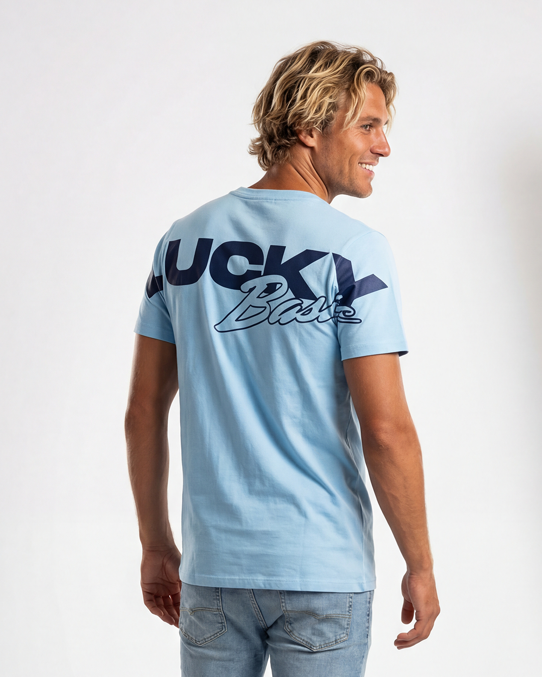 T-SHIRT REGULAR LUCKY NAME BIG BASIC AZUL
