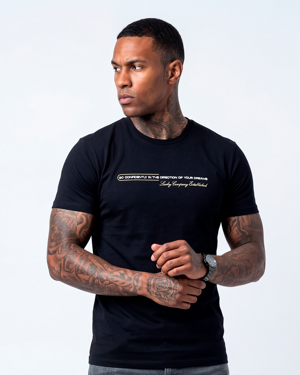 T-SHIRT REGULAR LUCKY CO. ESTABLISHED PRETO