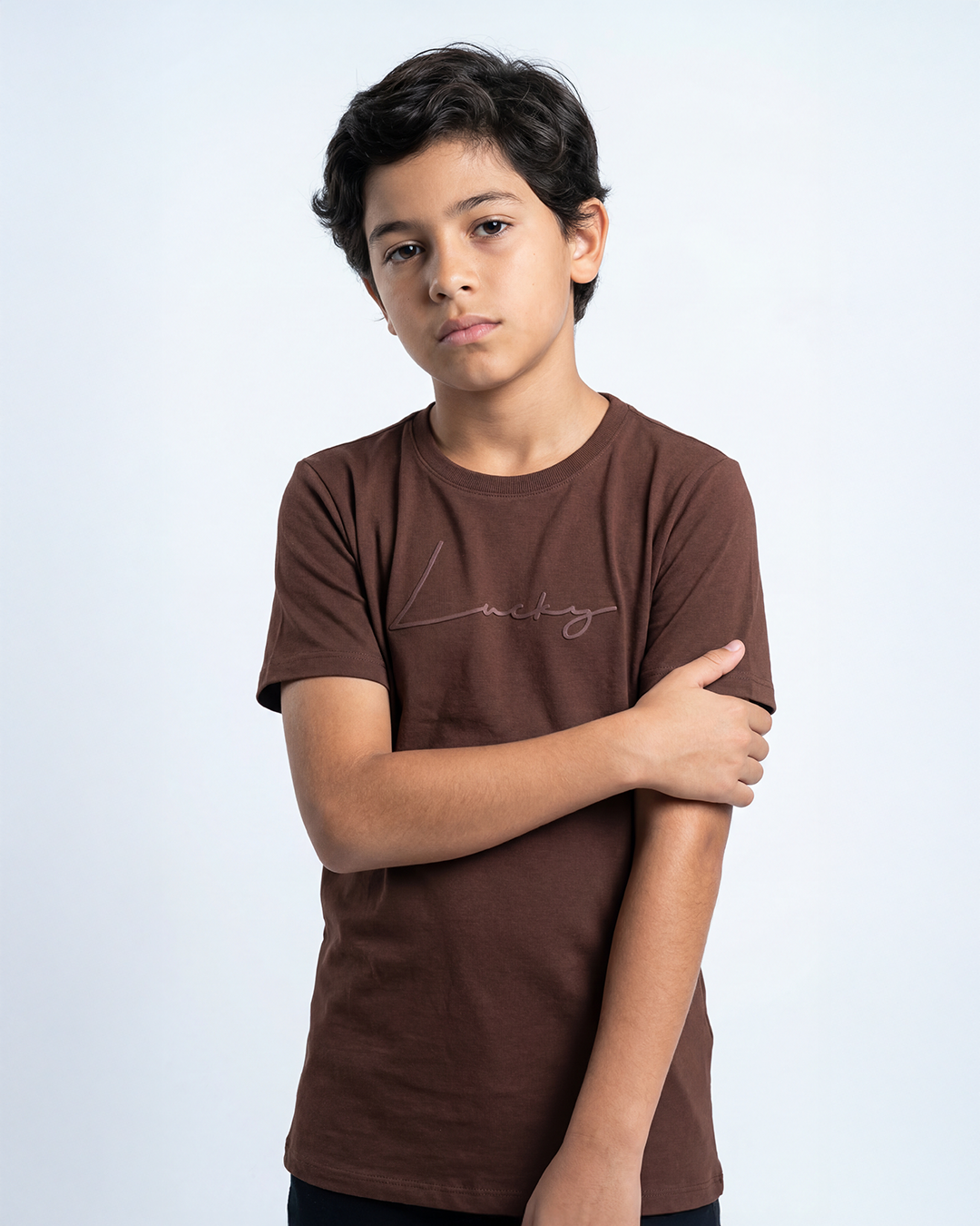 T-SHIRT INFANTIL LUCKY NAME WRITTEN MARROM