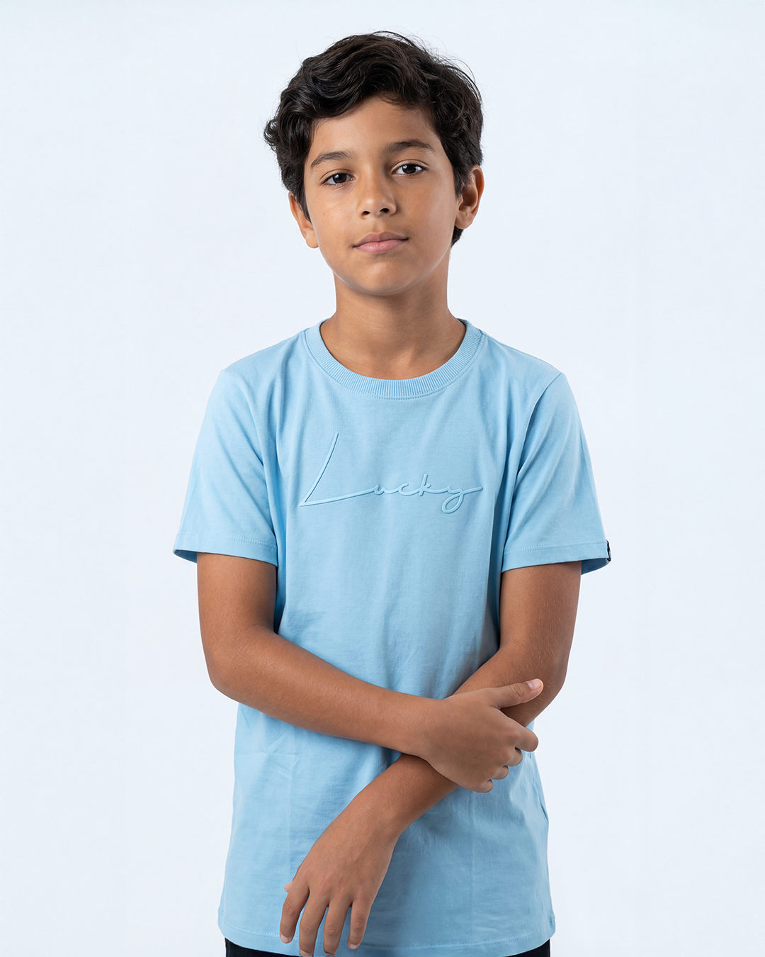 T-SHIRT INFANTIL LUCKY NAME WRITTEN AZUL