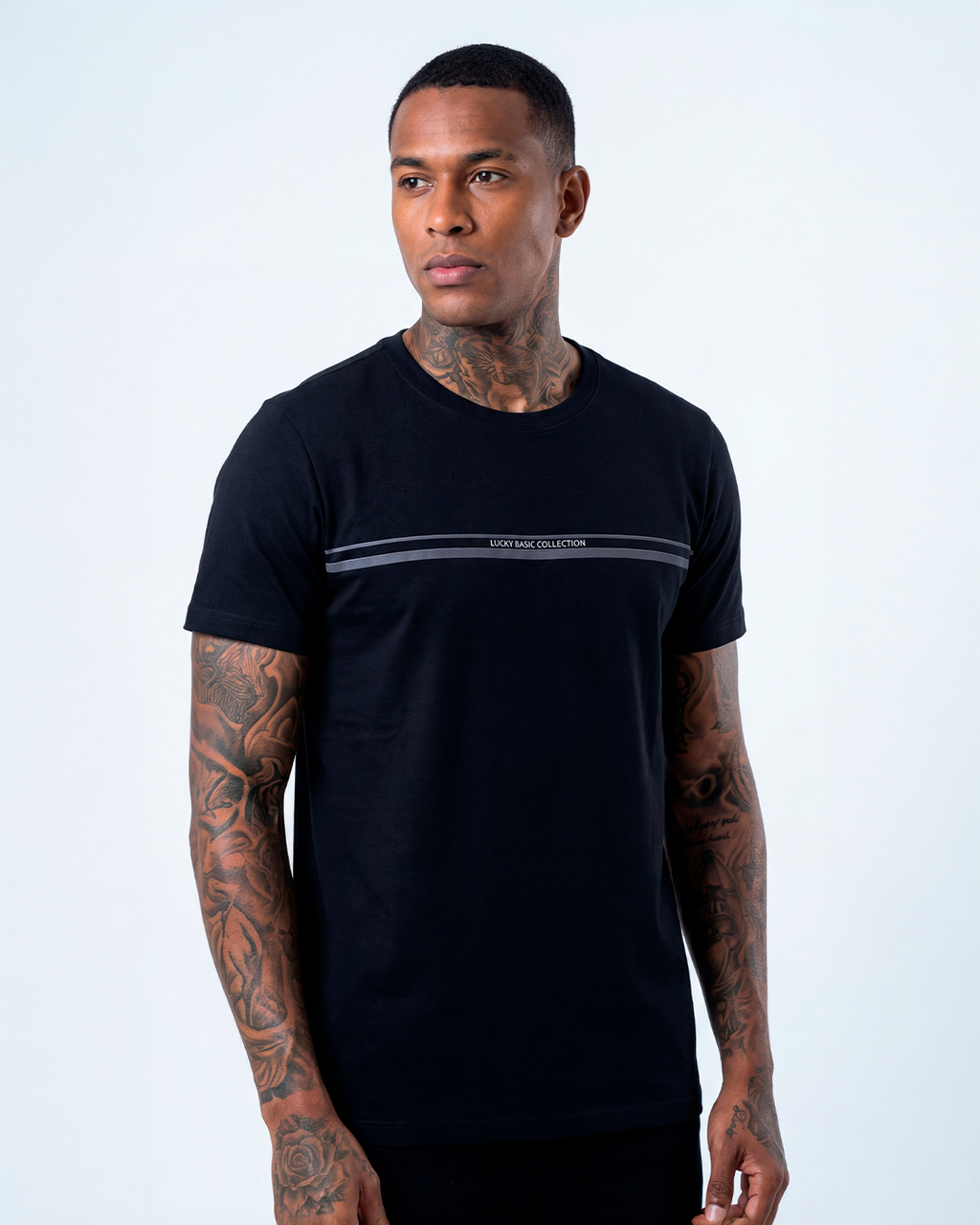 T-SHIRT REGULAR LUCKY BASIC COLLECTION PRETO