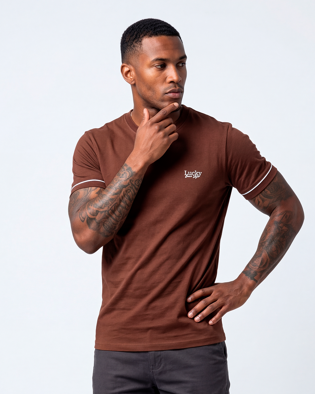 T-SHIRT REGULAR LUCKY BASIC STYLE MARROM