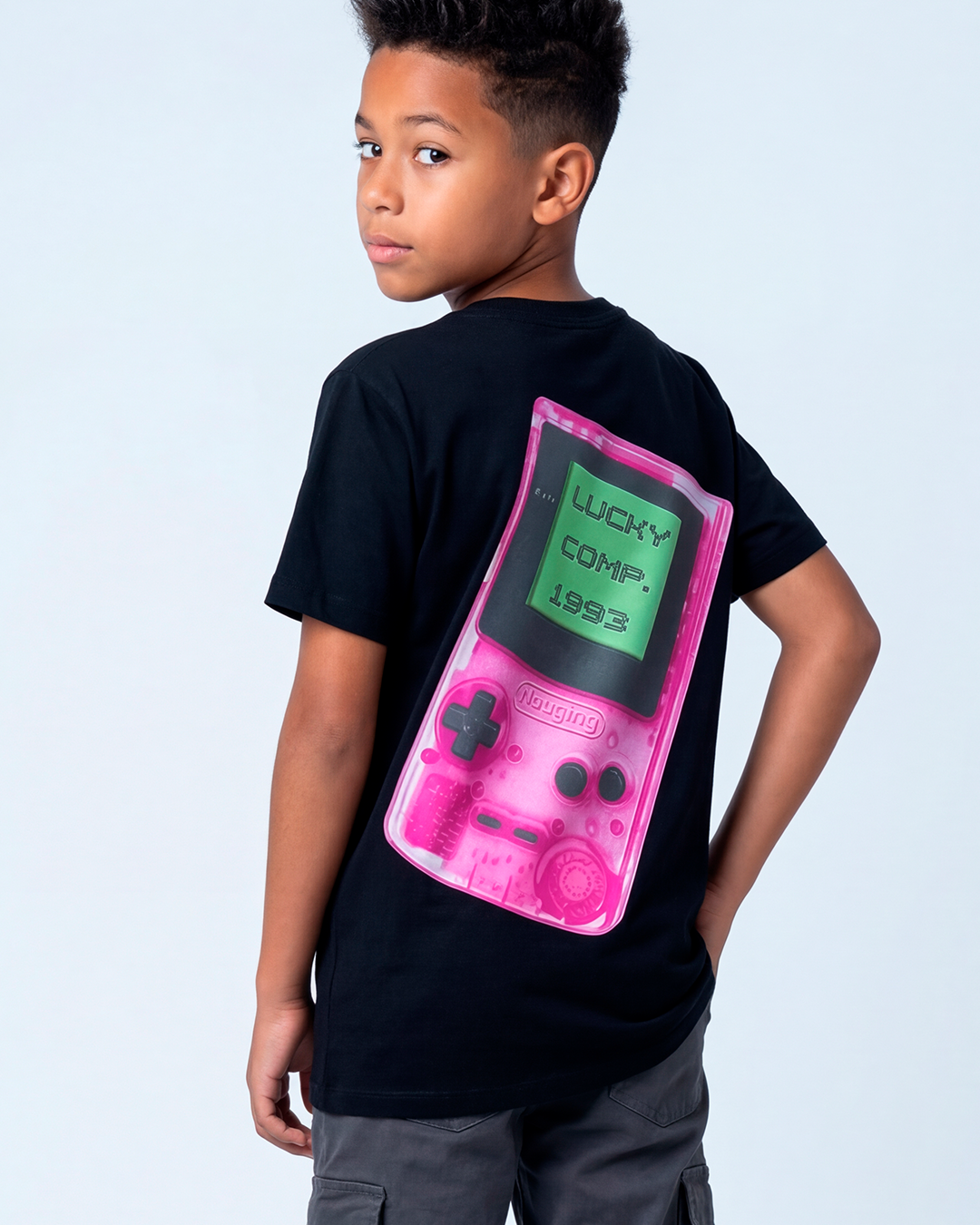 T-SHIRT LUCKY MINI-GAME LICENSED 1993 PRETO