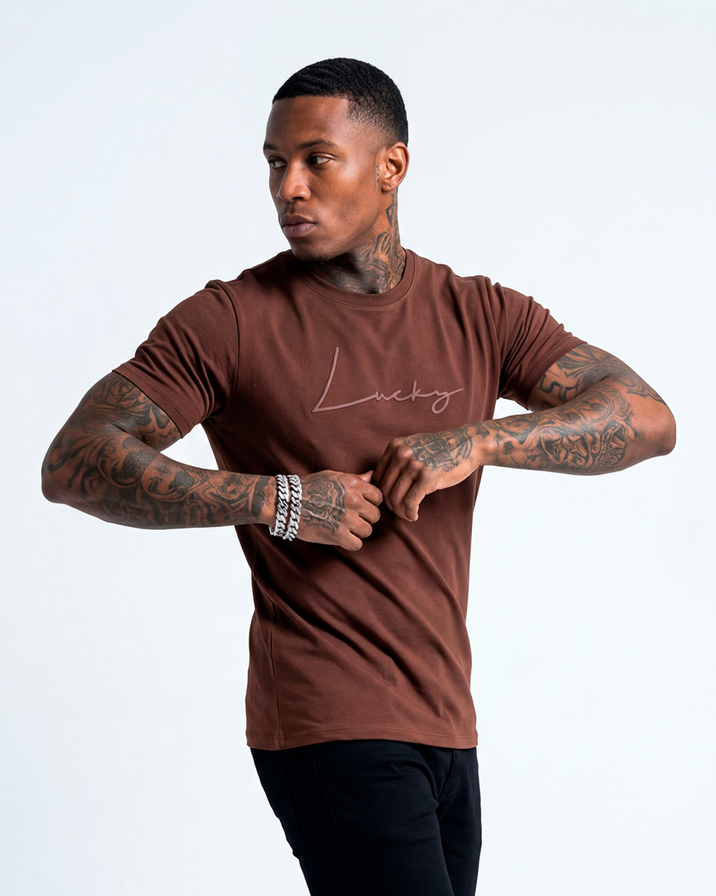 T-SHIRT REGULAR LUCKY NAME WRITTEN MARROM