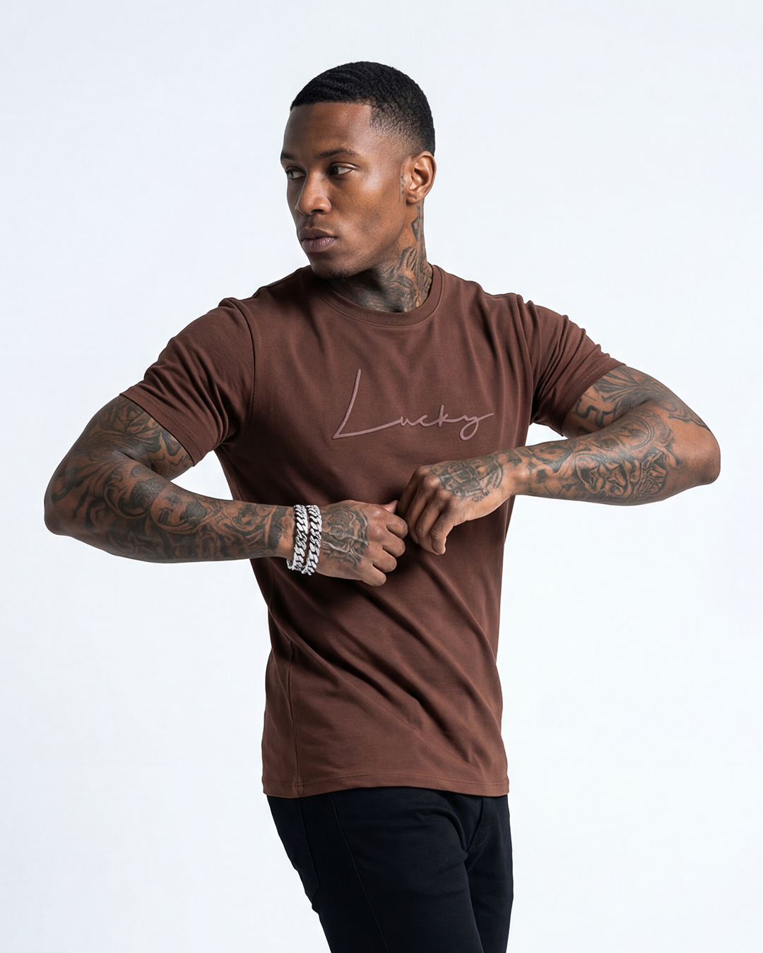 T-SHIRT REGULAR LUCKY NAME WRITTEN MARROM