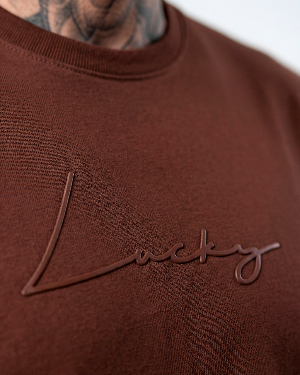 T-SHIRT REGULAR LUCKY NAME WRITTEN MARROM