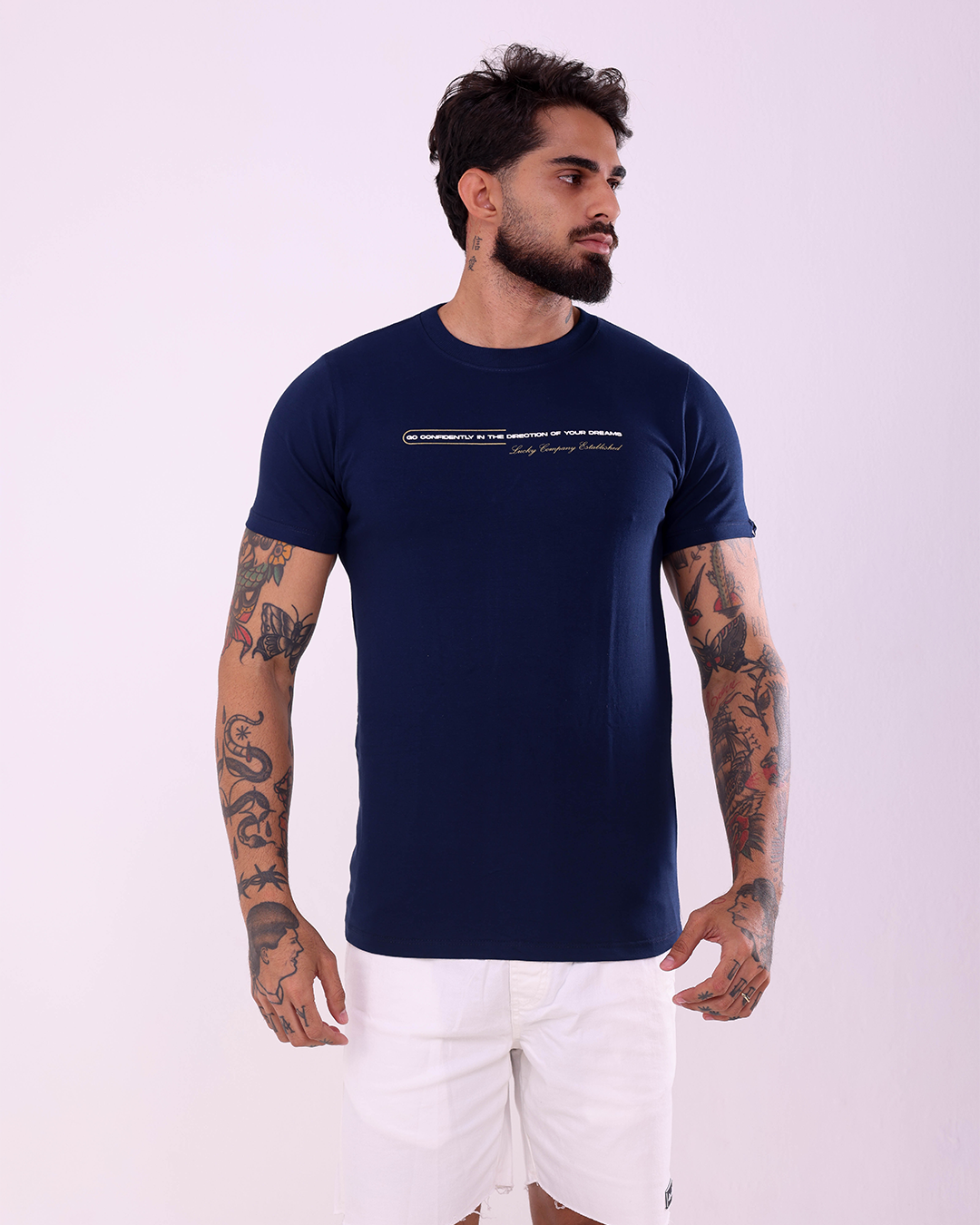 T-SHIRT REGULAR GO CONFINDENTLY - 1100043 - AZUL MARINHO