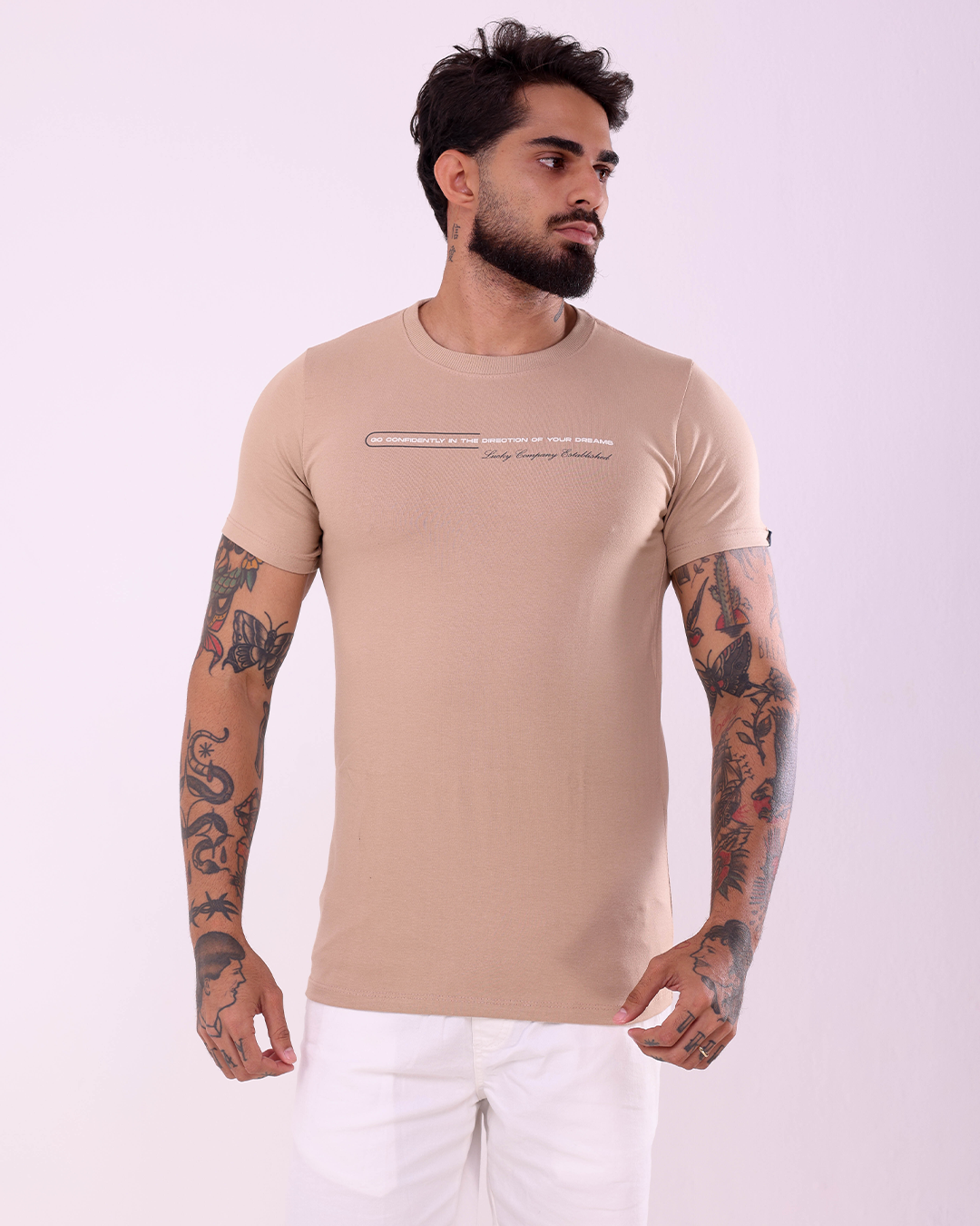 T-SHIRT REGULAR GO CONFINDENTLY - 1100043 - BEGE