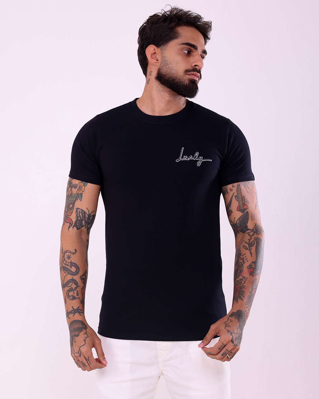 T-SHIRT REGULAR BASIC RELEVO - 1100057 - PRETO