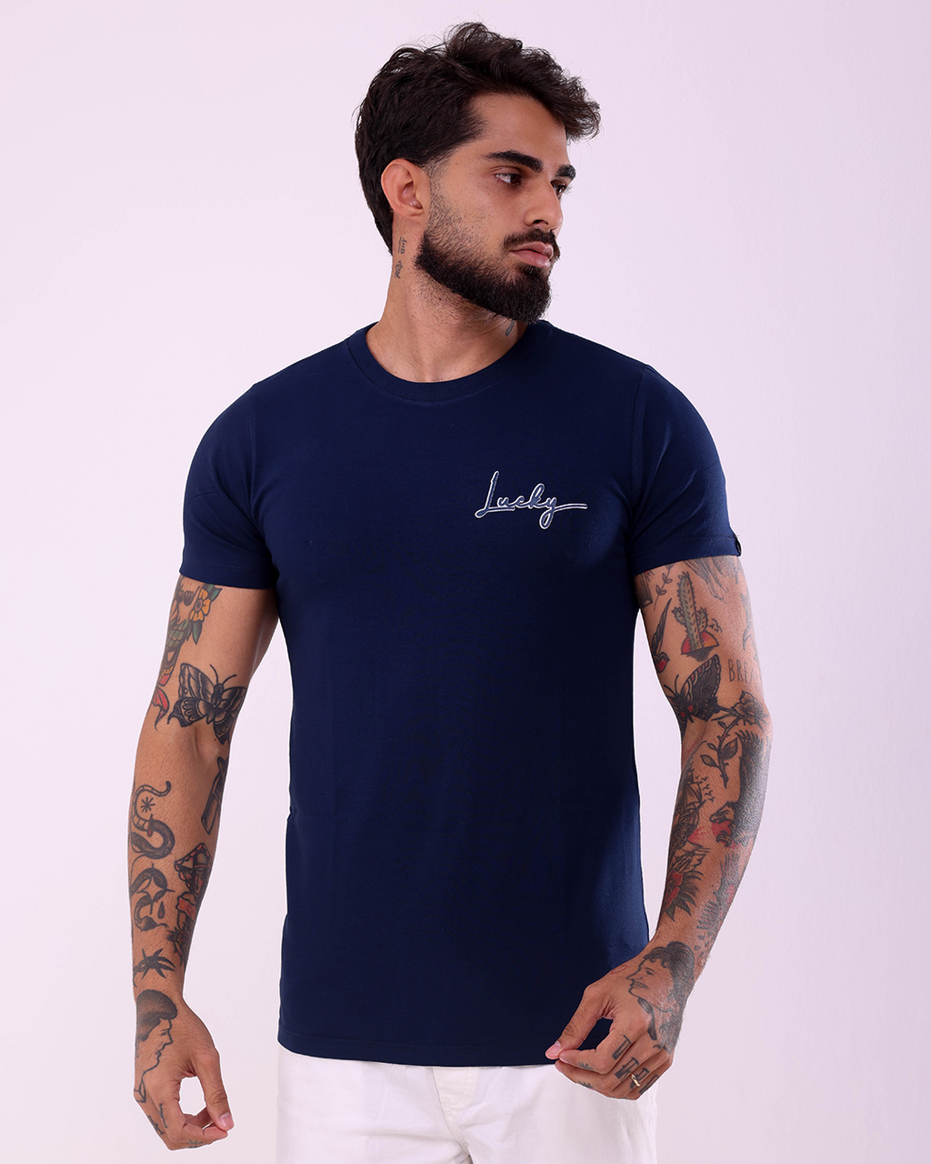 T-SHIRT REGULAR BASIC RELEVO - 1100057 - AZUL MARINHO