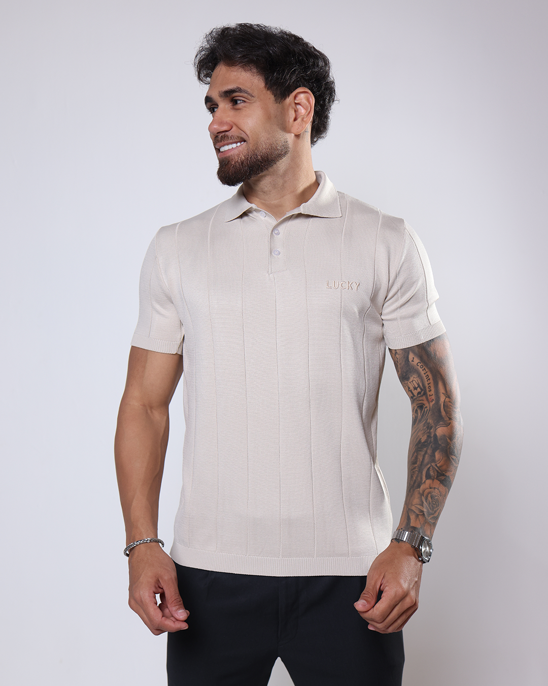 CAMISA POLO PREMIUM - 1100008 - BEGE