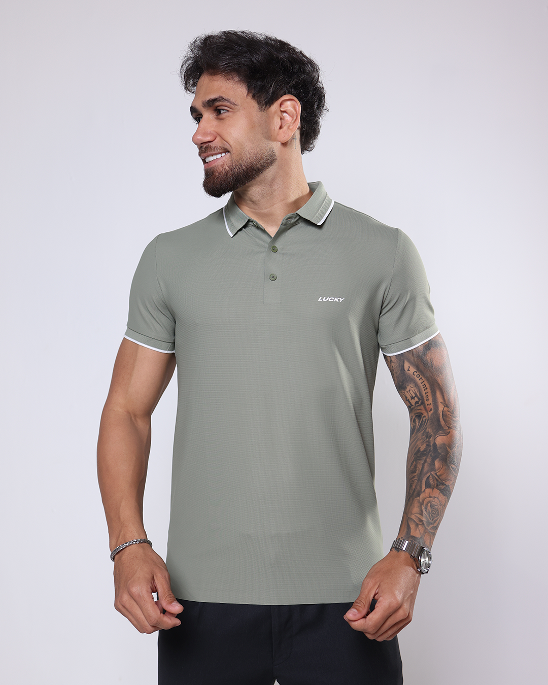 CAMISA GOLA POLO TECH RIB - 1100159 - VERDE