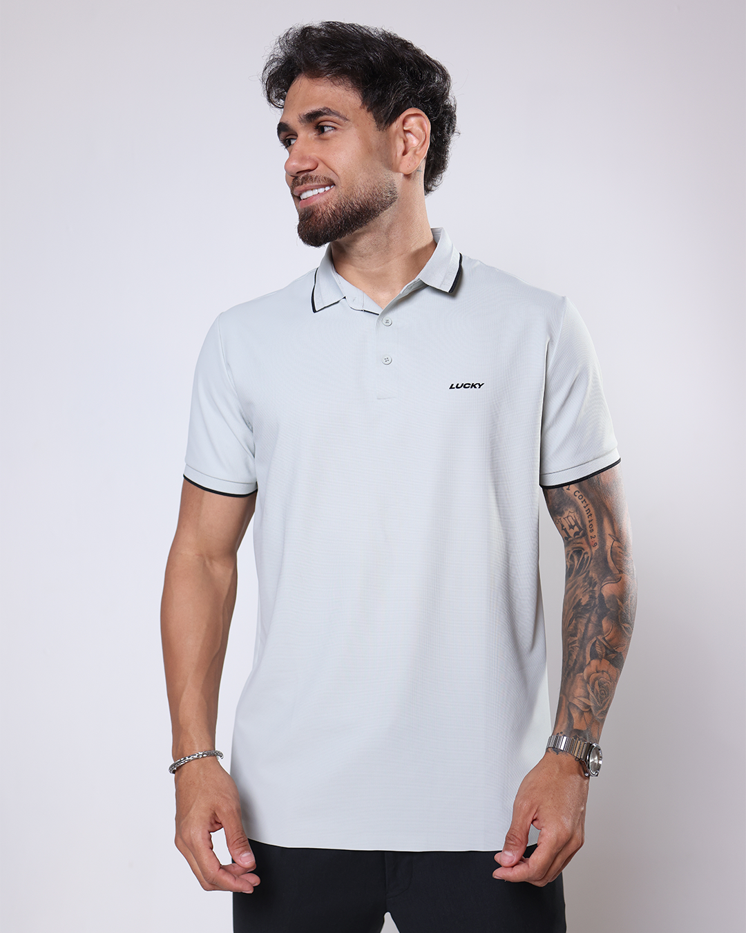 CAMISA GOLA POLO TECH RIB - 1100159 - CINZA CLARO
