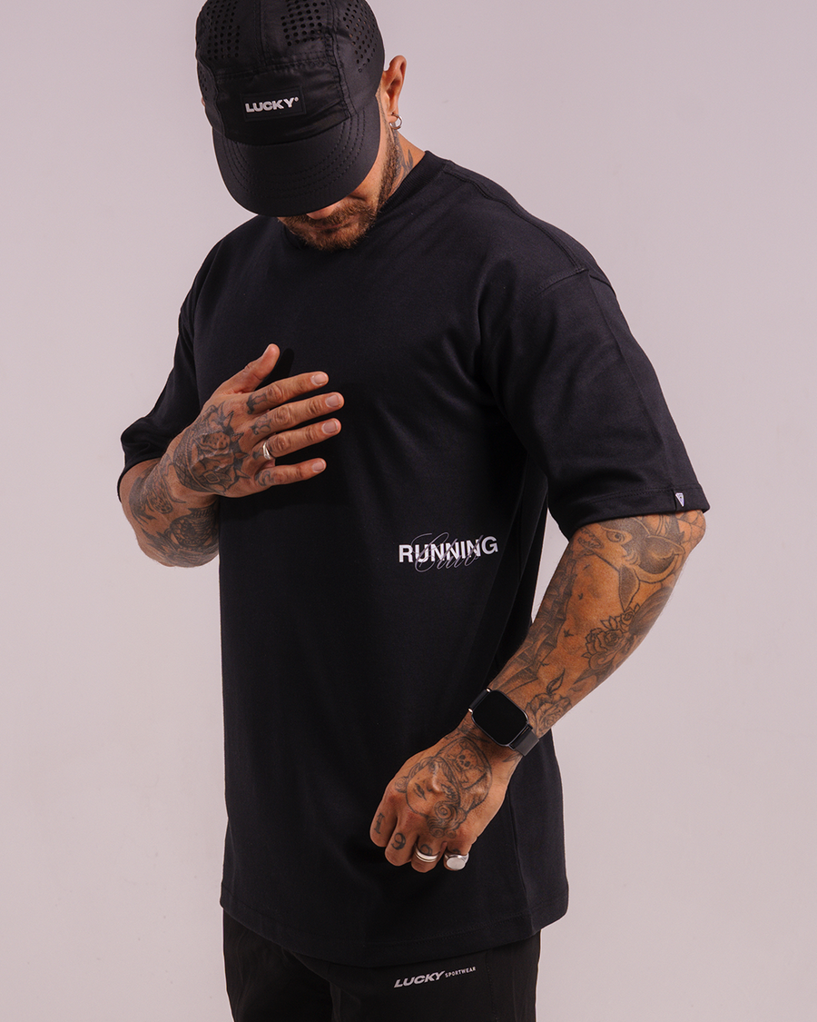 T-SHIRT OVERSIZED LUCKY RUNNING BLACK