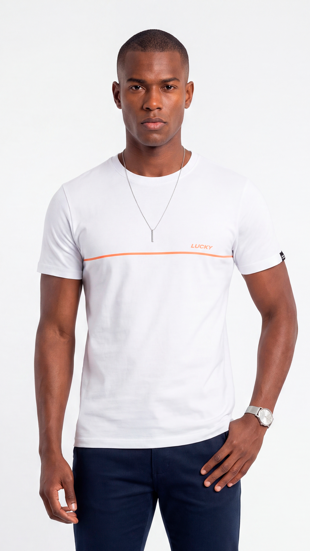 T-SHIRT REGULAR LUCKY LINE BRANCO - GDC