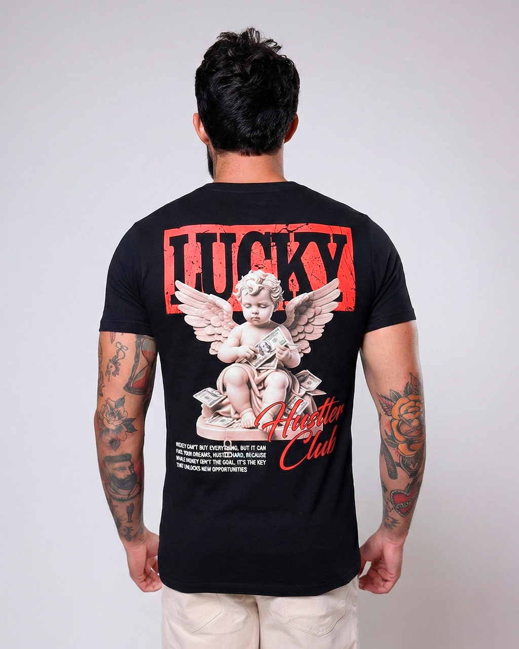 T-SHIRT REGULAR HUSTLER CLUB - PRETO