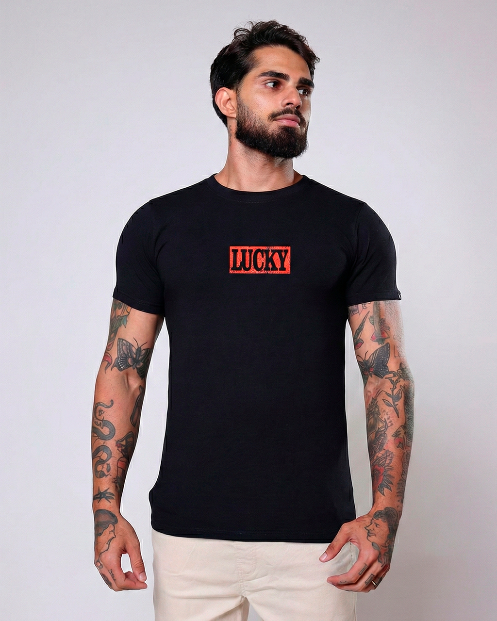 T-SHIRT REGULAR HUSTLER CLUB - PRETO