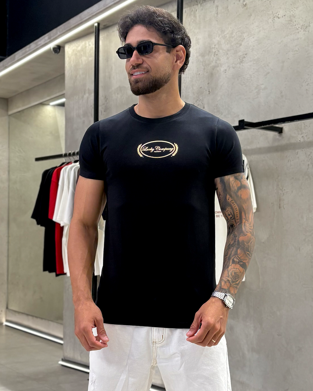 T-SHIRT REGULAR LUCKY COMPANY PROSPERITY - PRETO