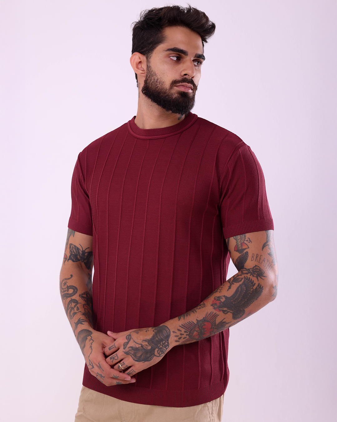 T-SHIRT PREMIUM CANELADA - VINHO