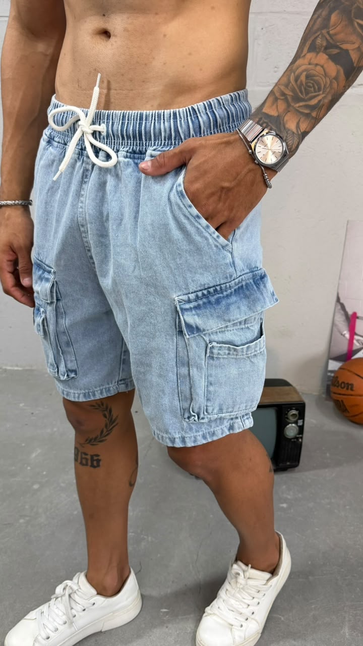 SHORT JEANS CARGO - ADULTO - 3 CORES