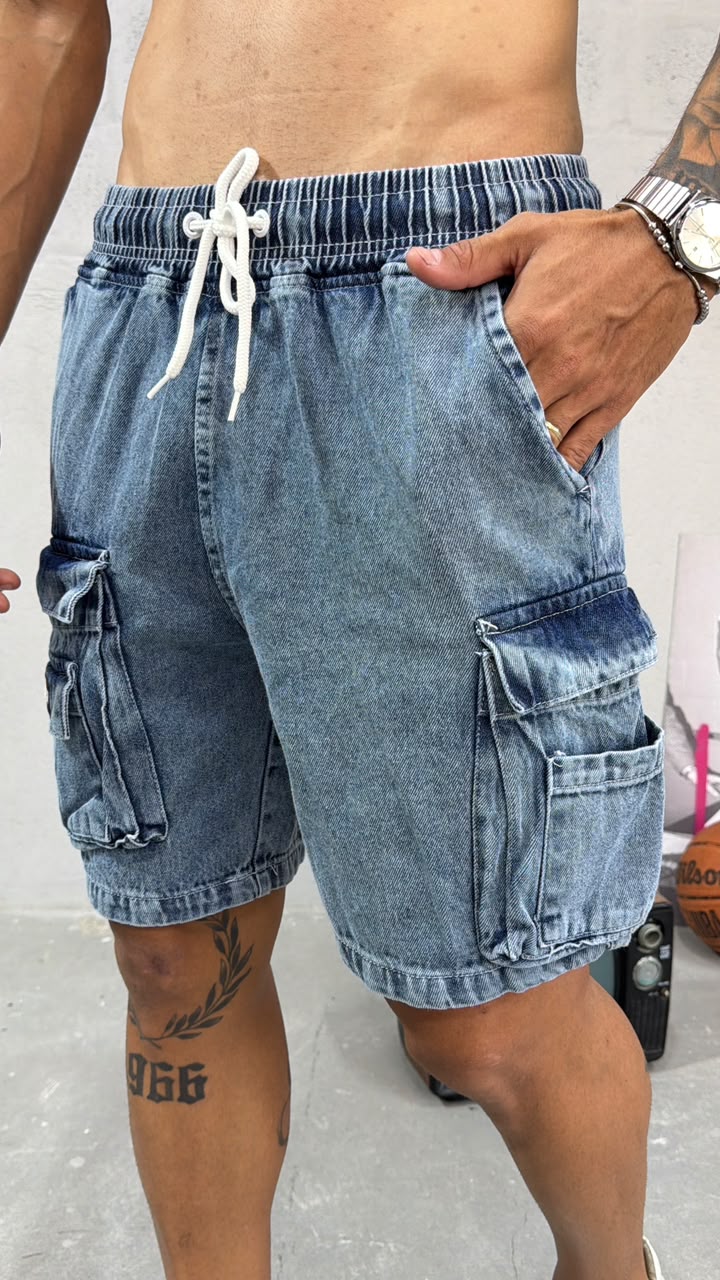 SHORT JEANS CARGO - ADULTO - 3 CORES