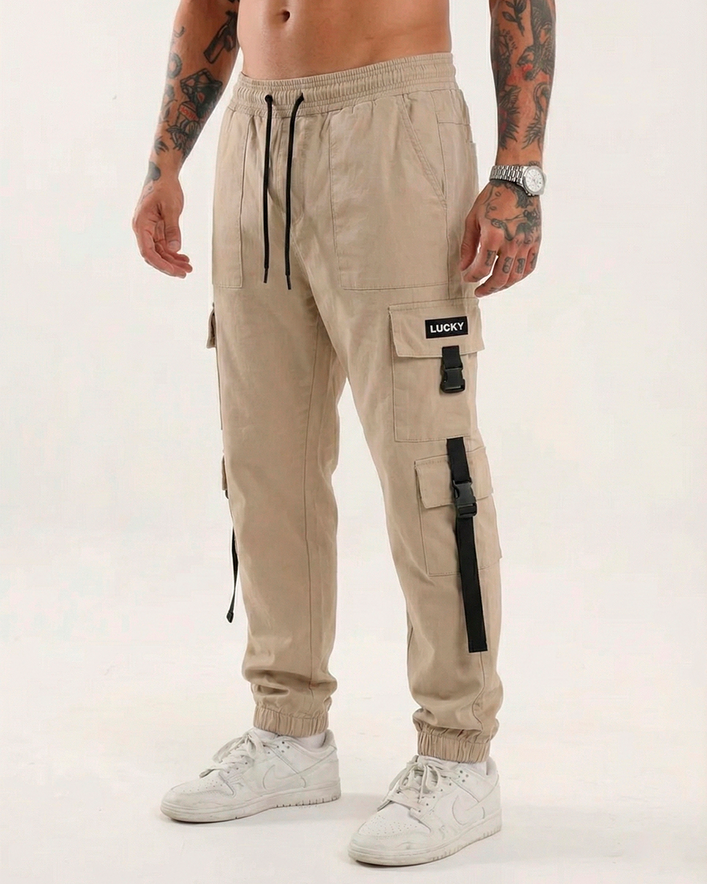 CALÇA JOGGER CARGO - BEGE