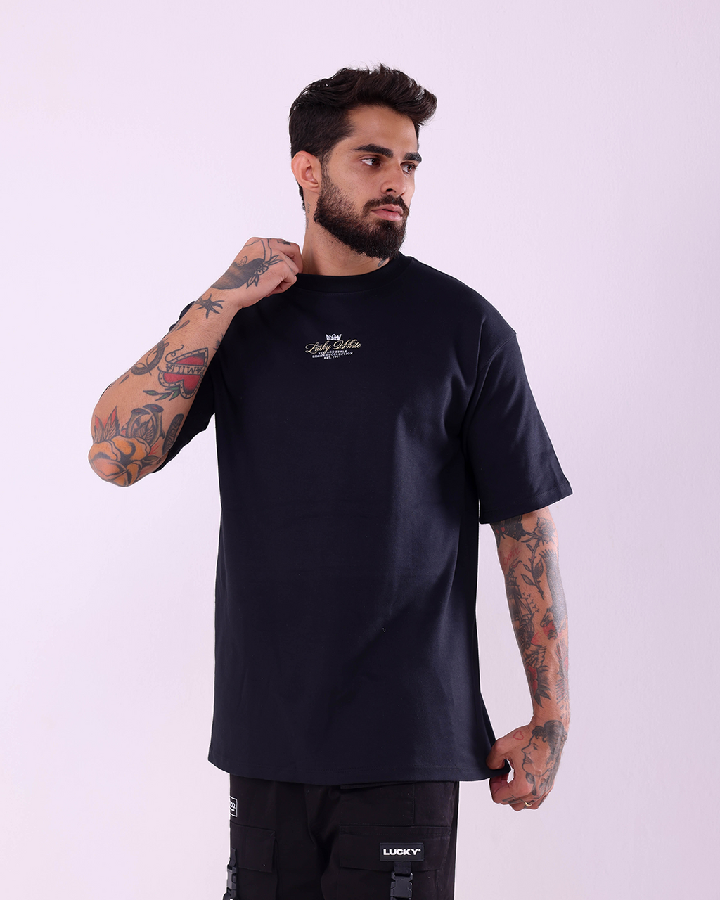 OVERSIZED LUCKY WHITE KING - PRETO