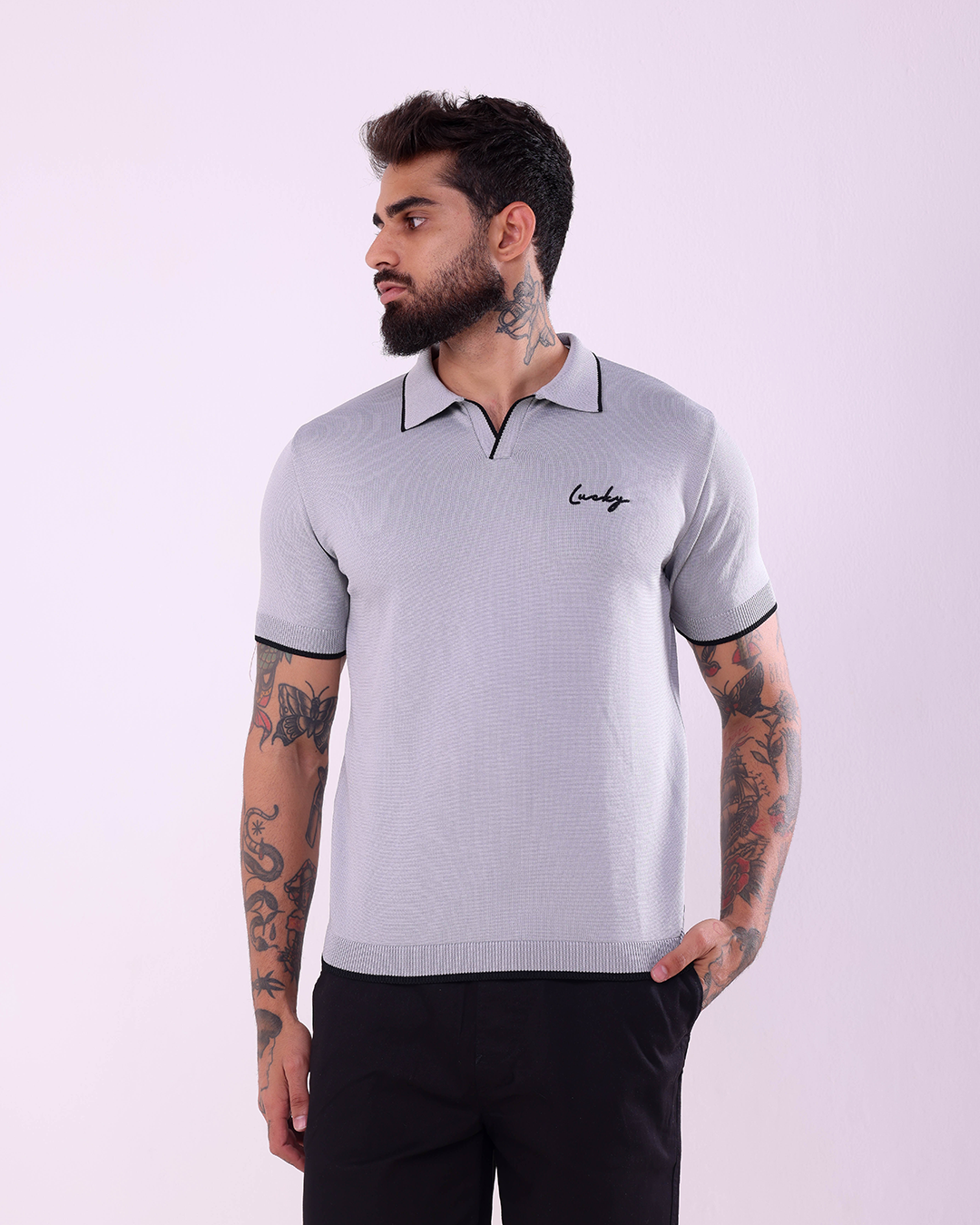 GOLA POLO INGLESA - 1160004 - CINZA
