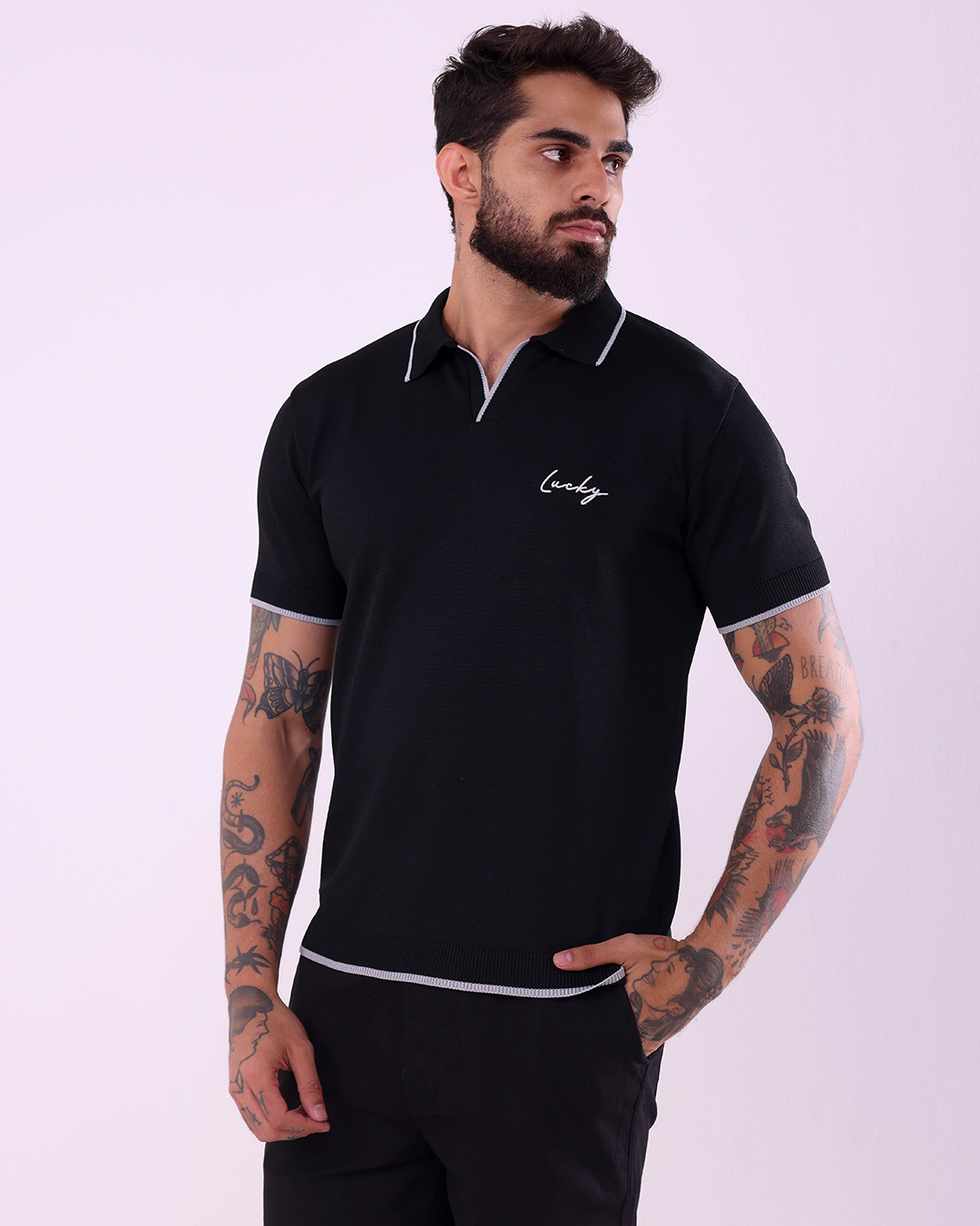 GOLA POLO INGLESA - 1160004 - PRETO