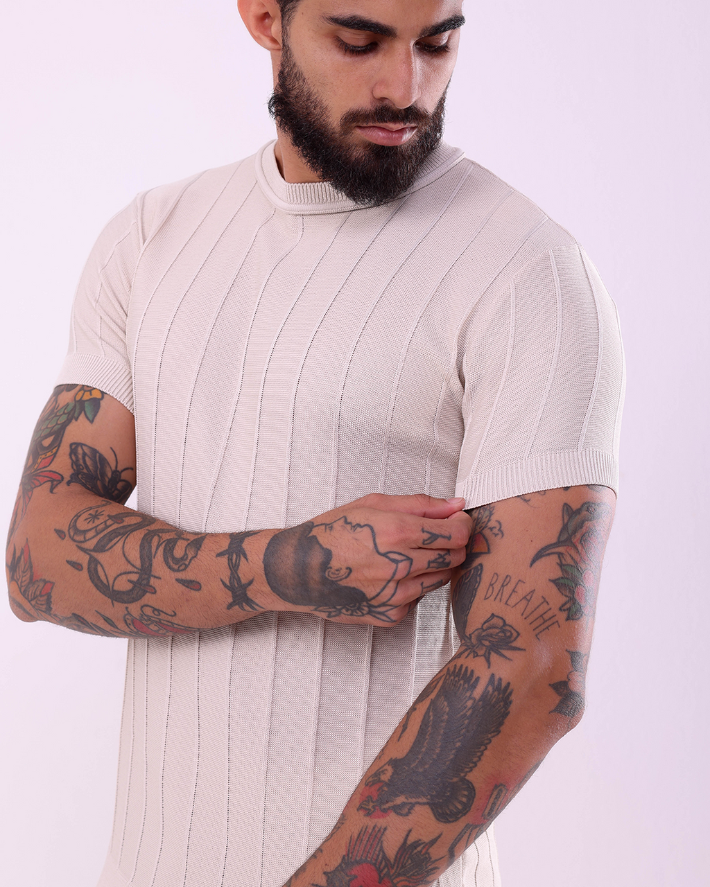 T-SHIRT PREMIUM CANELADA - OFF WHITE