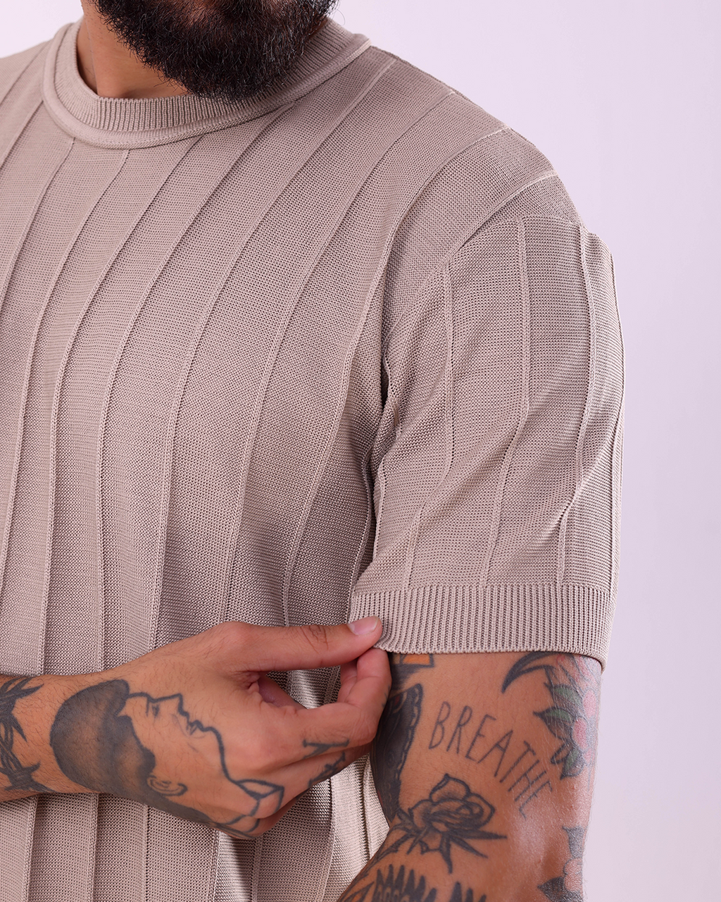 T-SHIRT PREMIUM CANELADA - BEGE