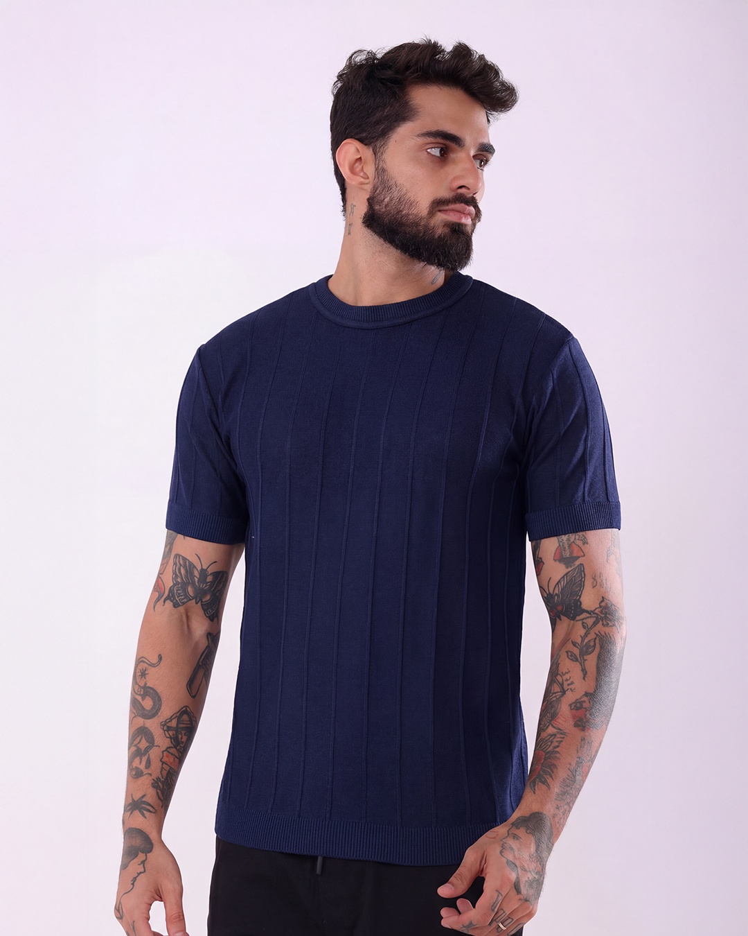 T-SHIRT PREMIUM CANELADA - MARINHO